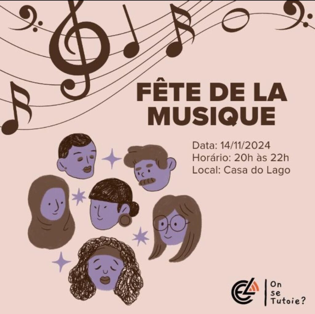 Divulgação do evento "7ª Edição da Fête de la Musique" que acontece no dia 14/11/2024 de 20h às 22h na Casa do Lago da Unicamp