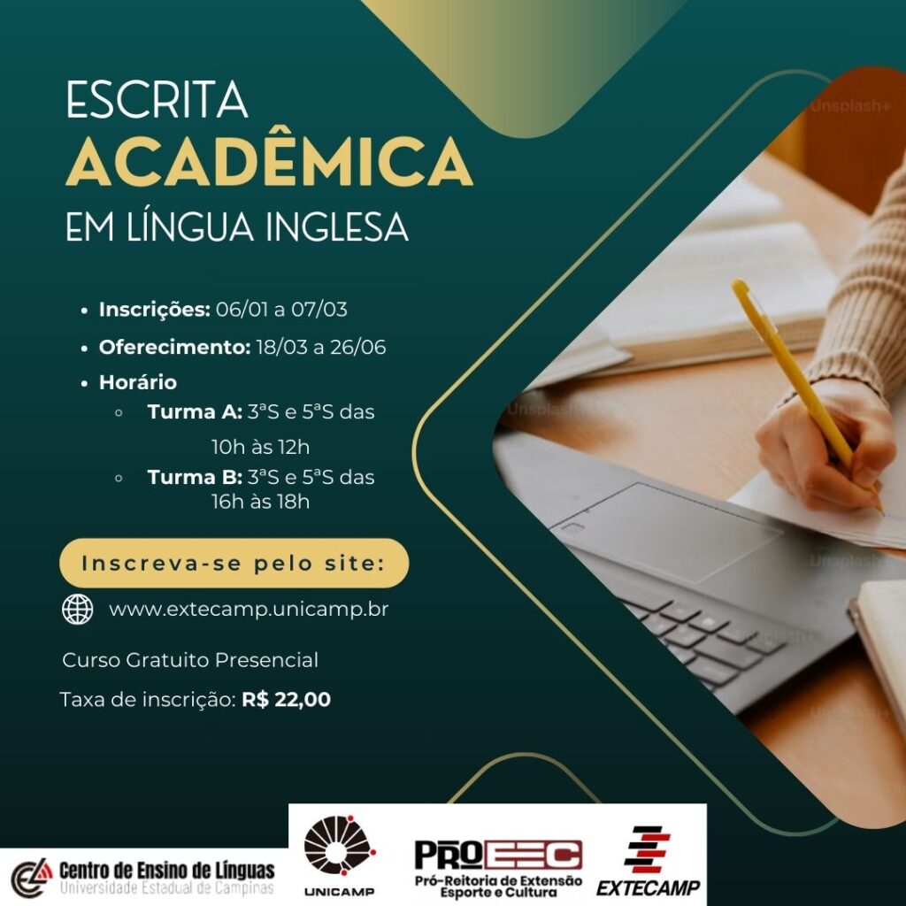 Banner do Curso CEL-0425: ESCRITA ACADÊMICA EM LÍNGUA INGLESA I