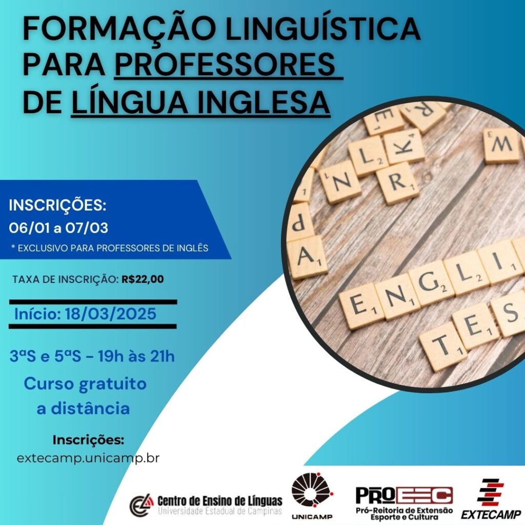 Banner do Curso CEL-0427: FORMAÇÃO LINGUÍSTICA PARA PROFESSORES DE LÍNGUA INGLESA I