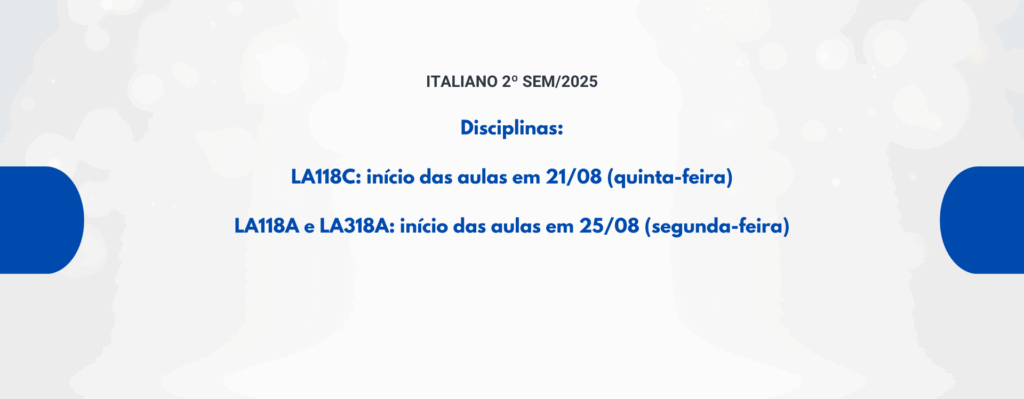 Início das disciplinas de Italiano