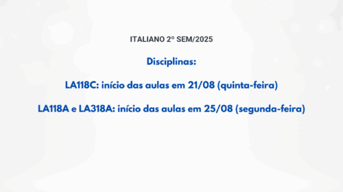 Início das disciplinas de Italiano