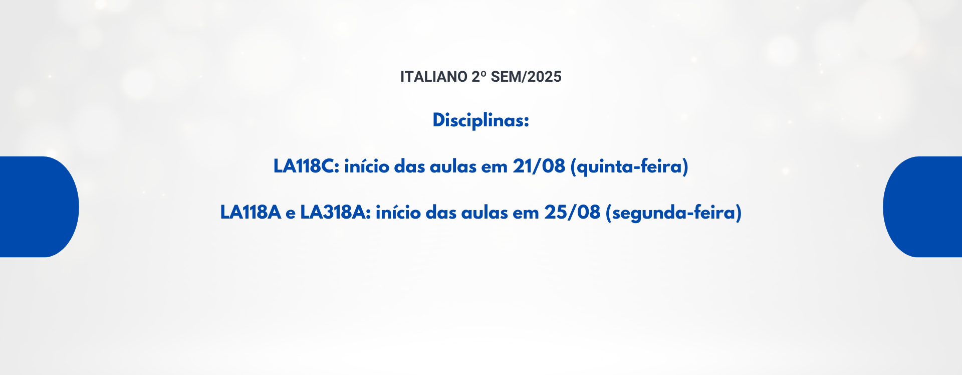 Início das disciplinas de Italiano