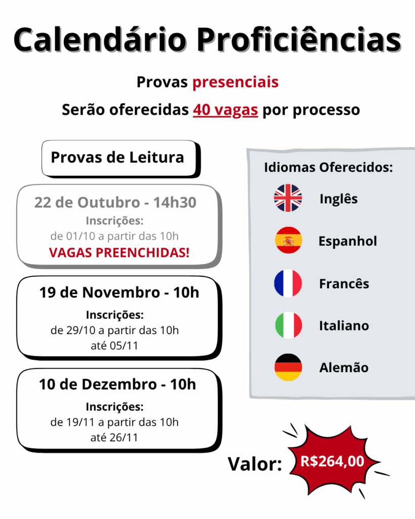 Calendário de provas